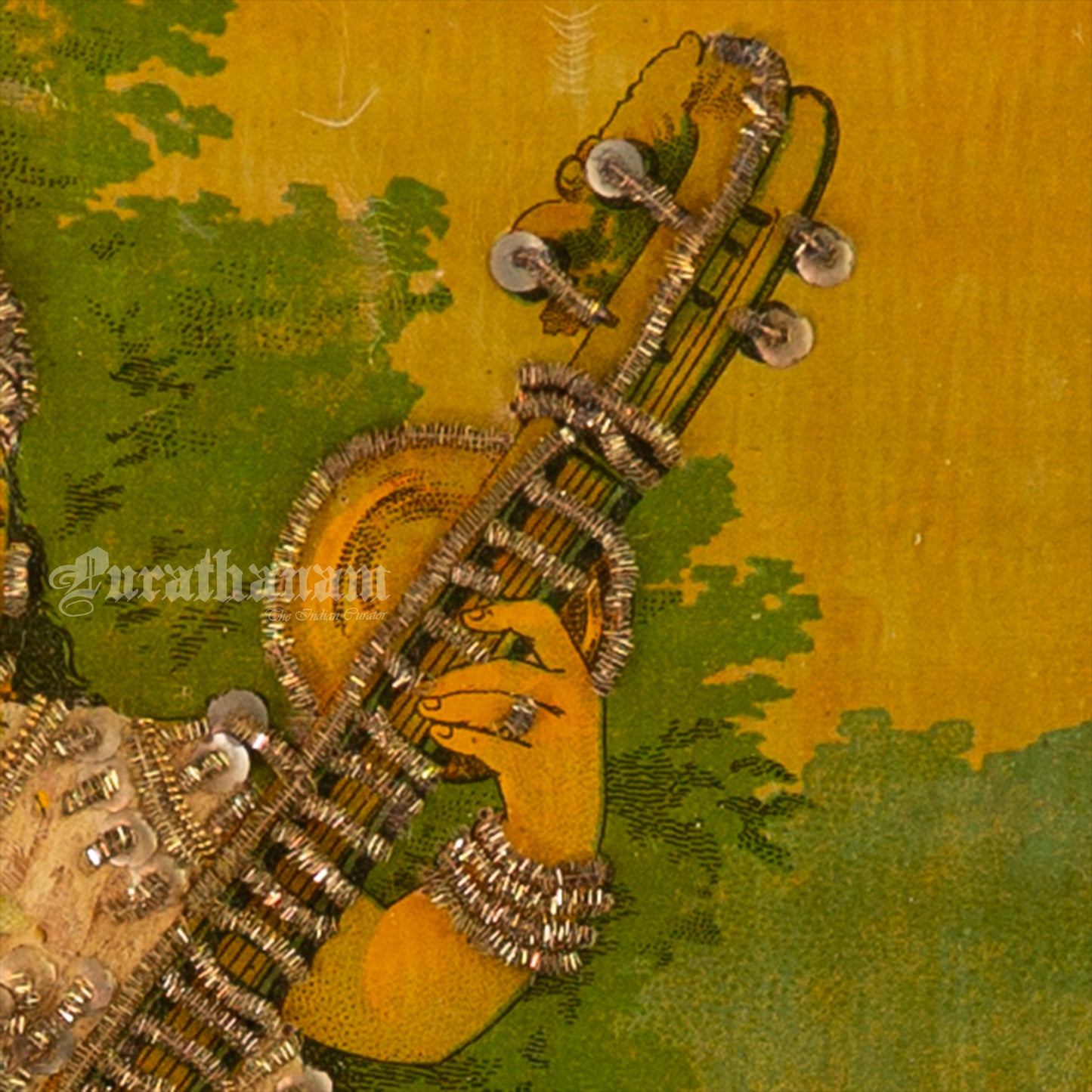 Saraswati by Ravi Varma - Oleograph Print (Embellished)