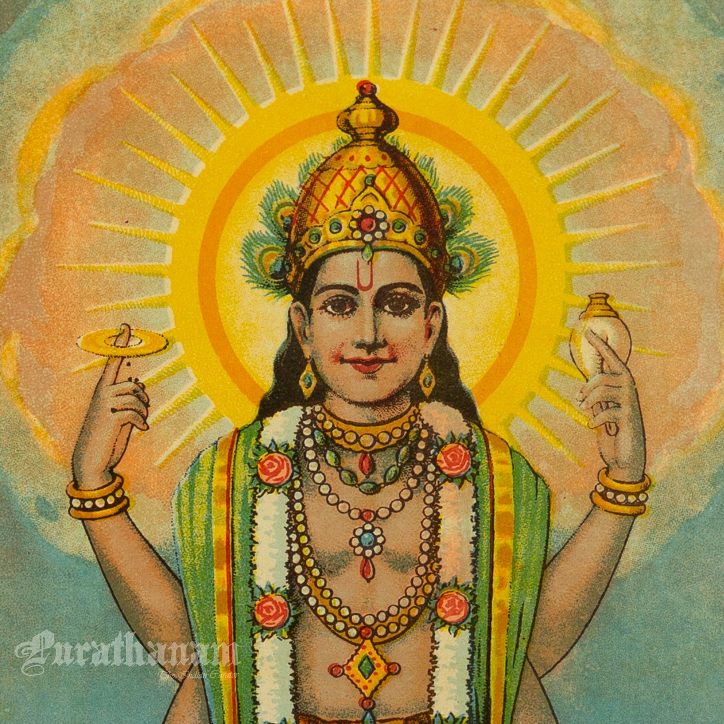 Sri Vishnu (Chromolithograph Print)