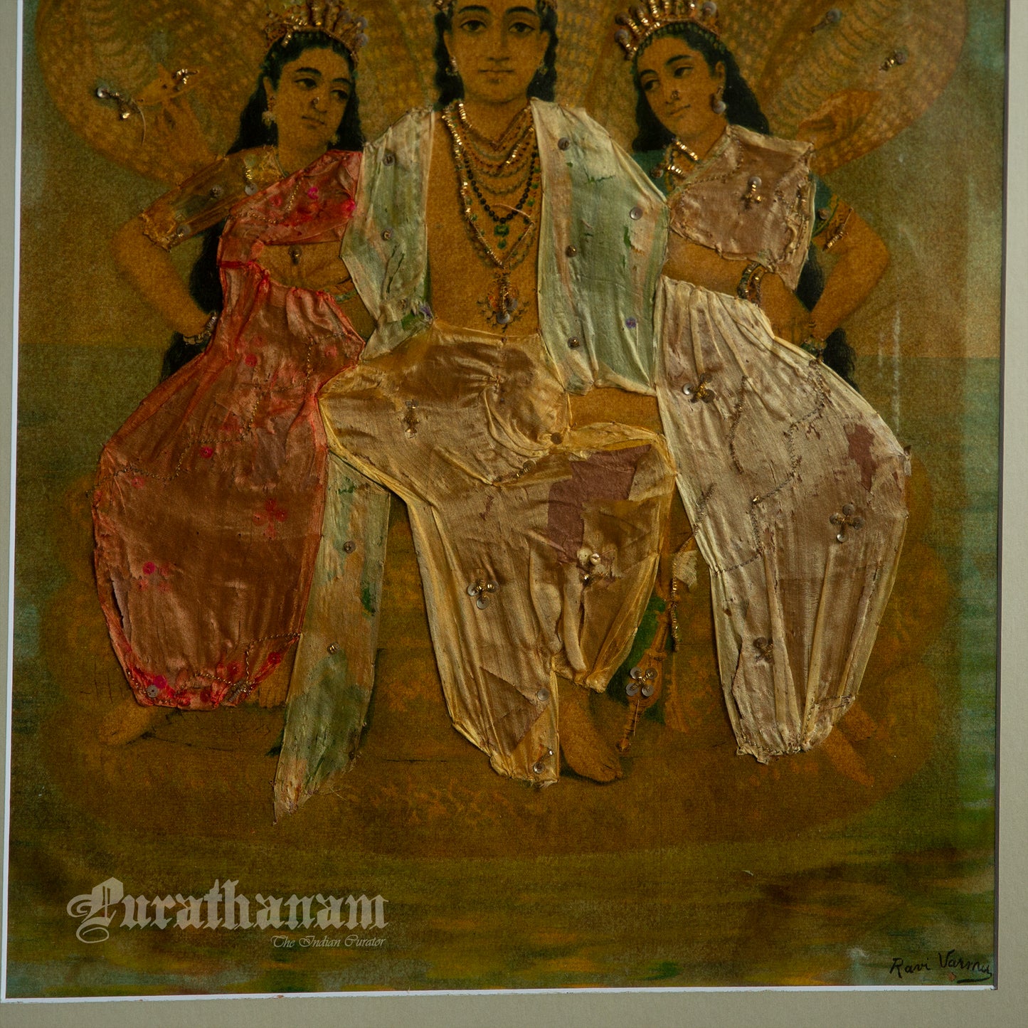 Shesh Narayan by Ravi Varma- Embellished Oleograph Print
