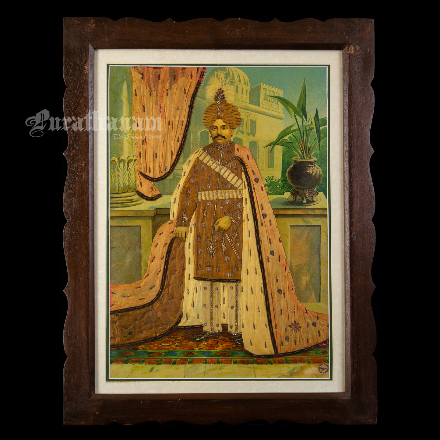 Maharaja of Mysore by Ravi Varma - Oleograph Print Embellished