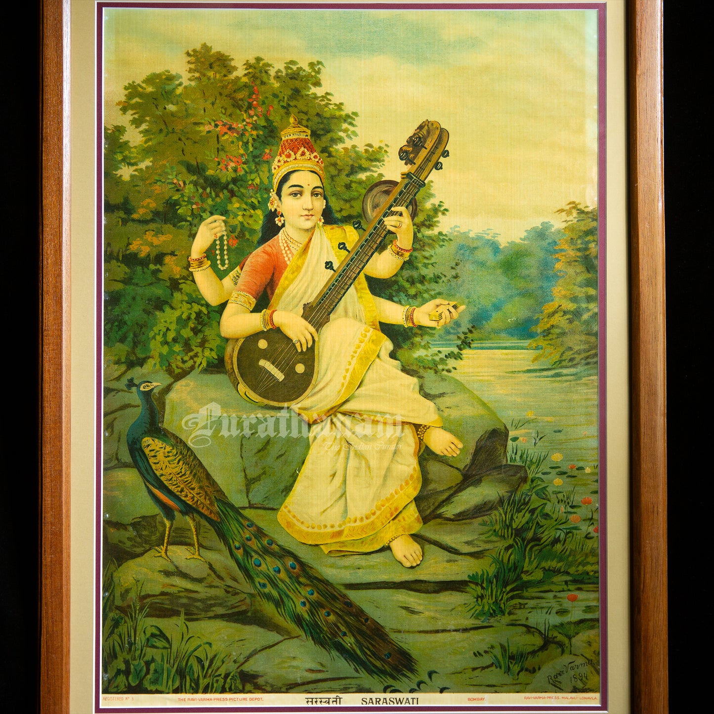 Saraswati - Oleograph Print (Ravi Varma)