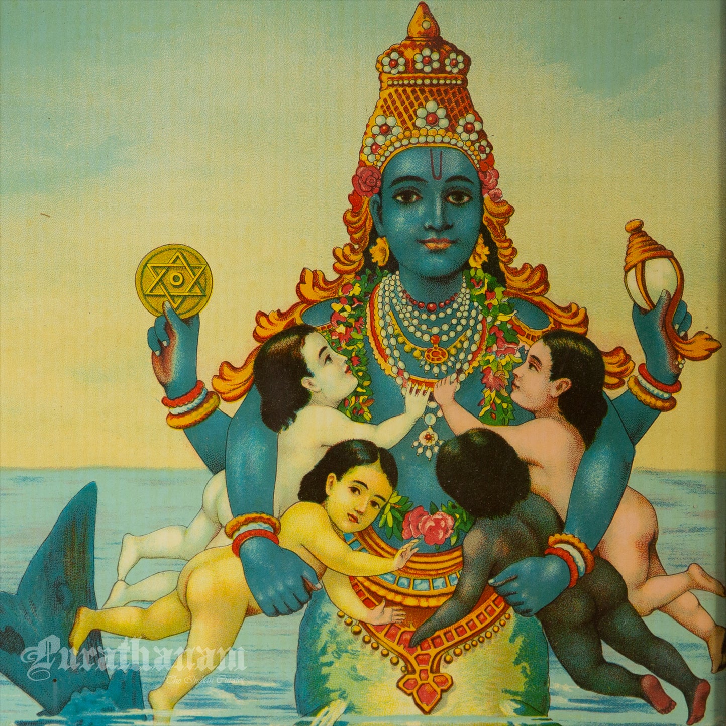 Matsya Avatar by Ravi Varma- Oleograph Print