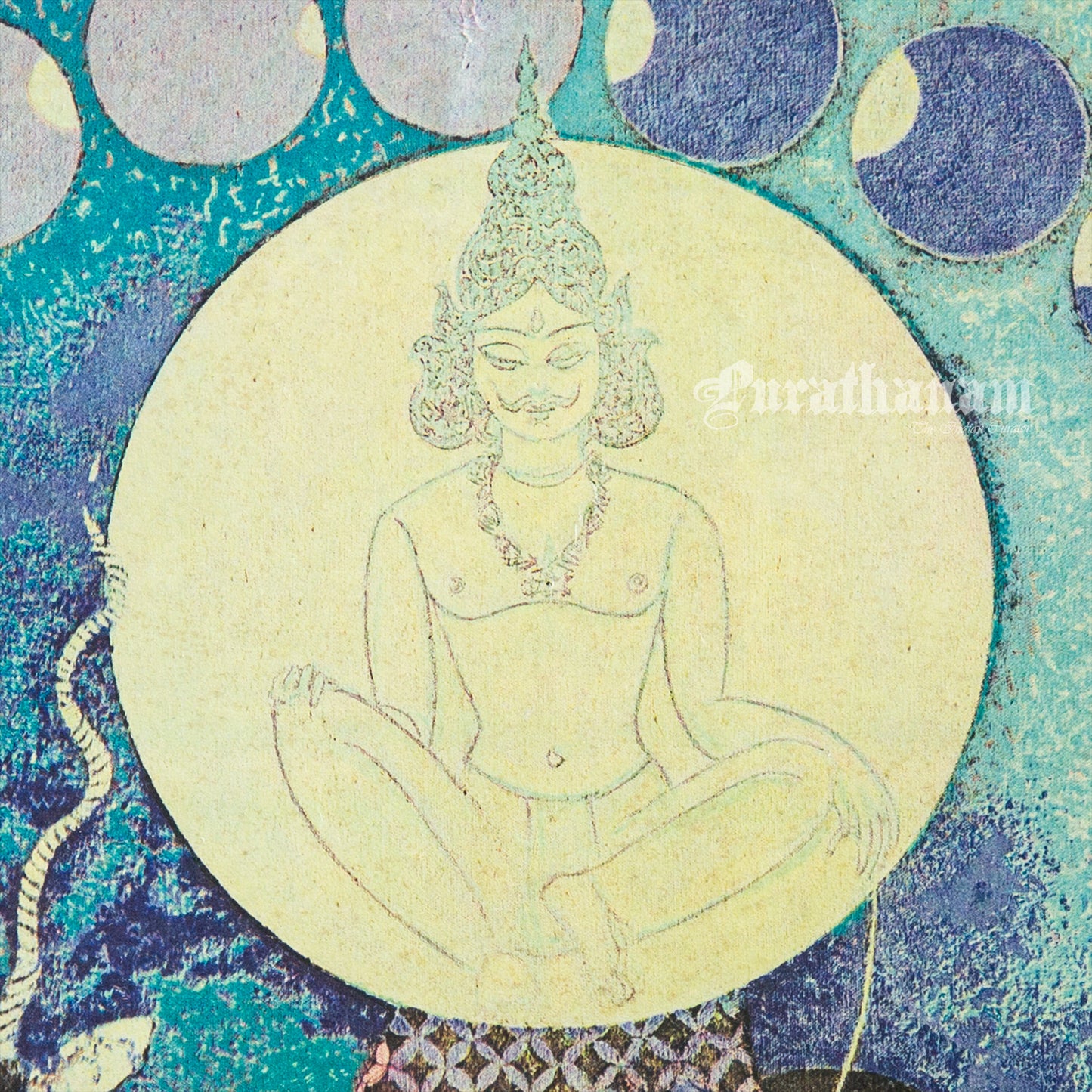 Chandra, The Moon God with his vehicle, an Antelope - Air-India collection (Offset Print)