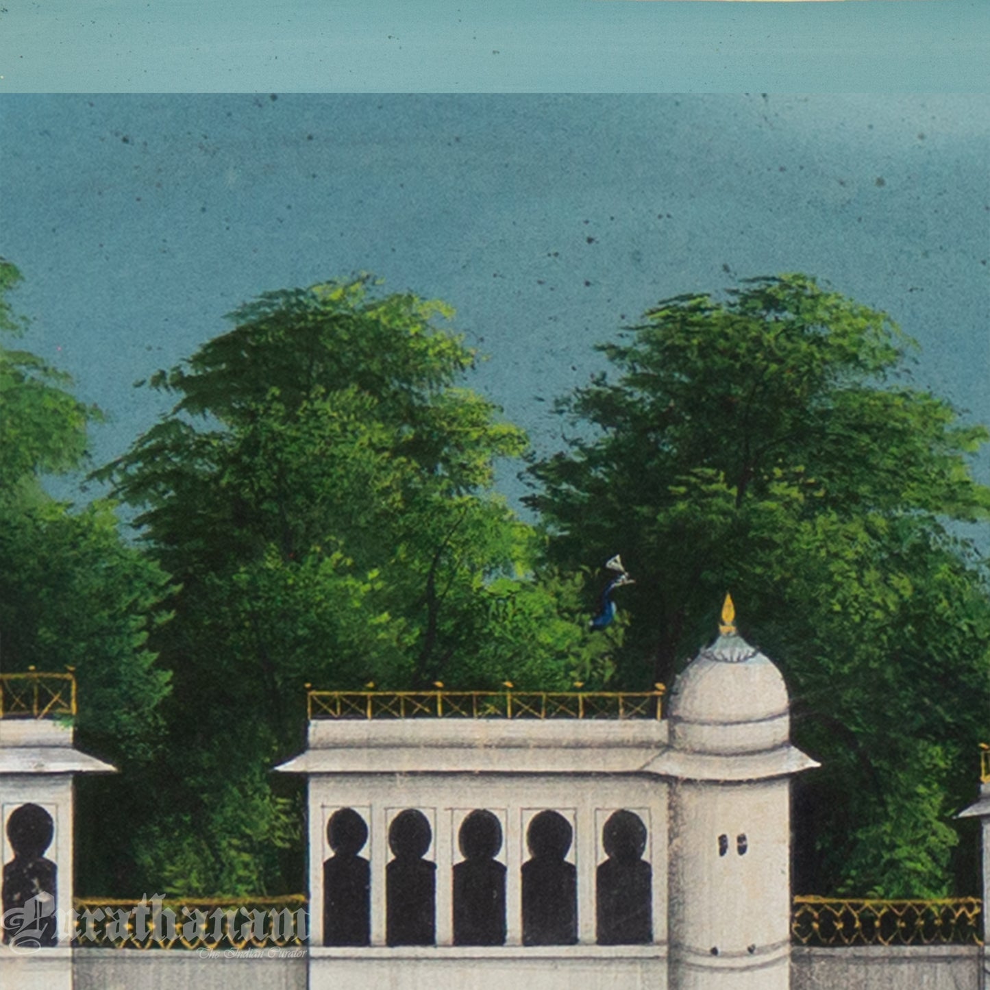 Radha Krishna - Nauka Vihar (Boat ride) watercolor Painting by Khubiram Gopilal