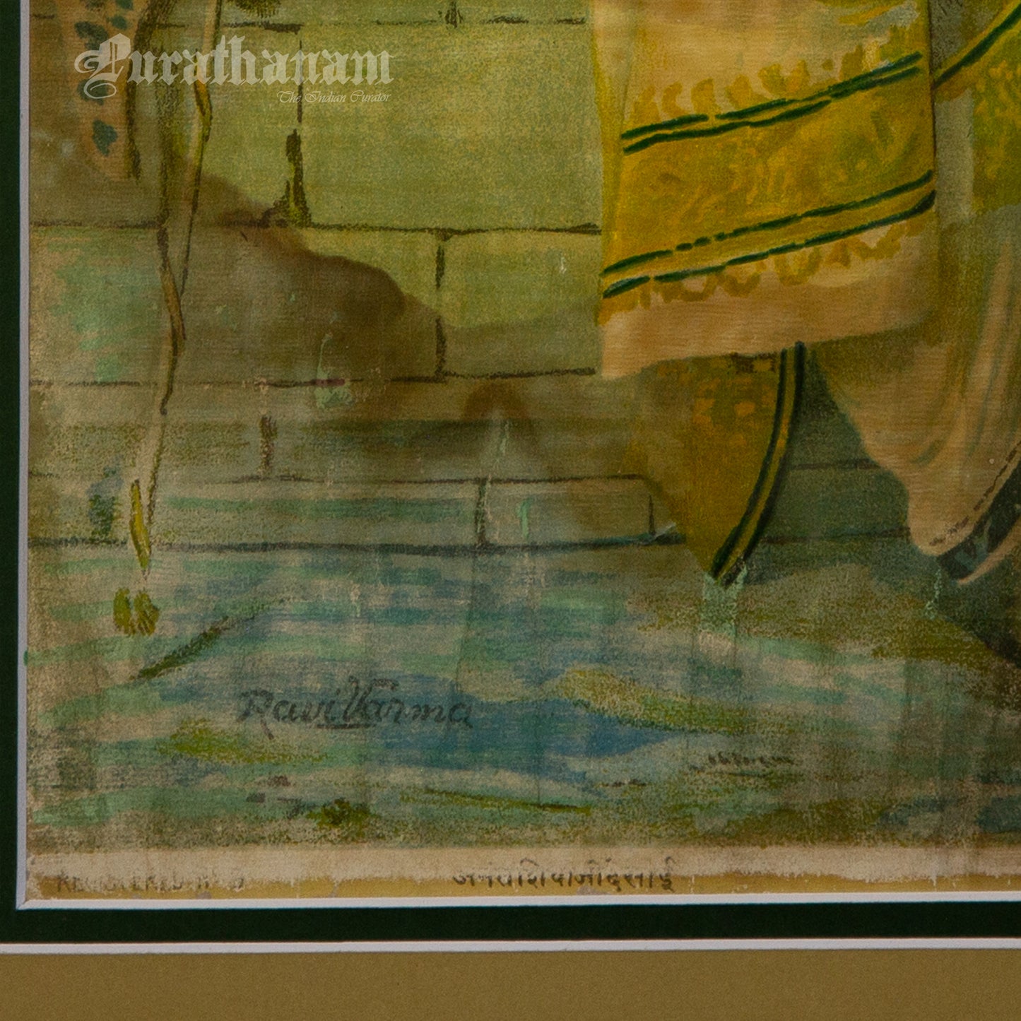 Arjun Subhadra by Ravi Varma - Oleograph Print Embellished