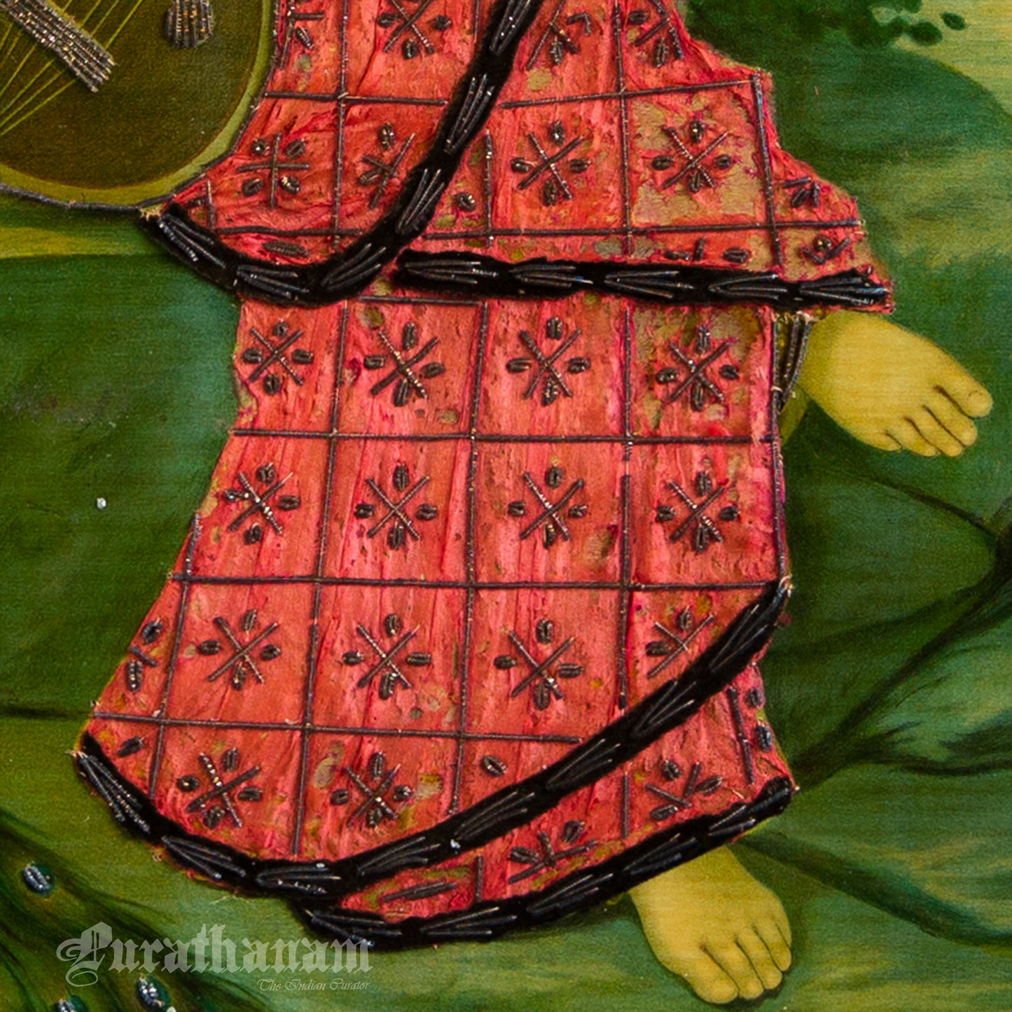 Saraswati - Oleograph Print (Ravi Varma) - Enbellished