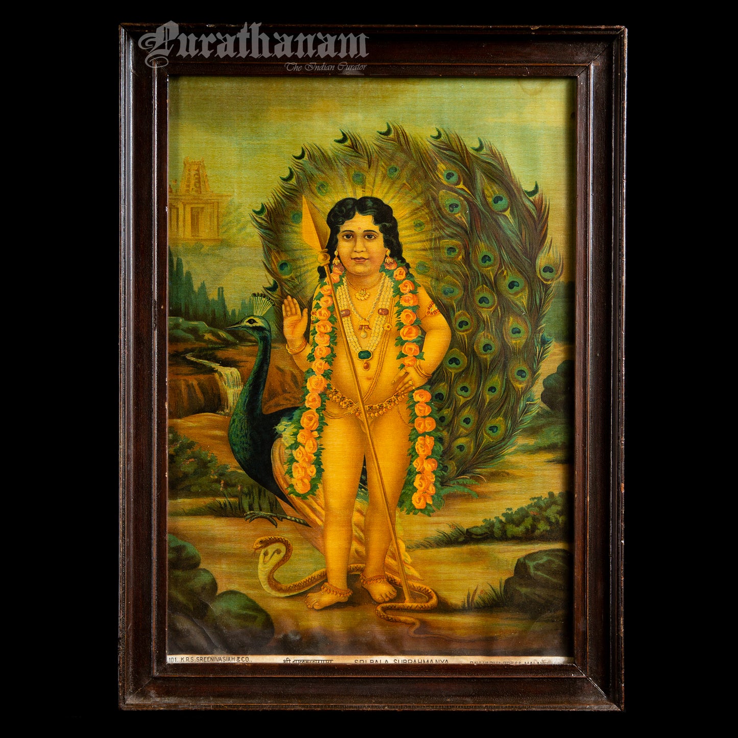 Sri Bala Subramanya - Oleograph Print - Enbellished