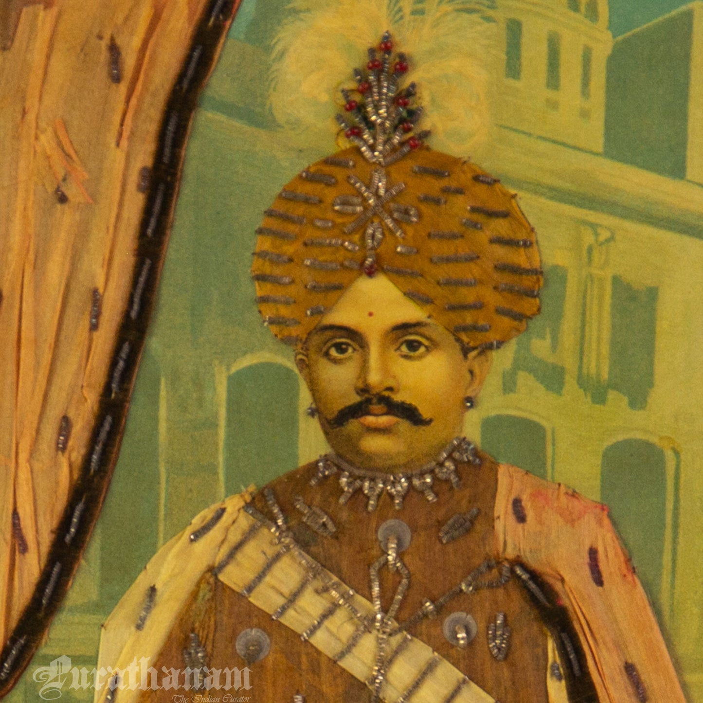 Maharaja of Mysore by Ravi Varma - Oleograph Print Embellished