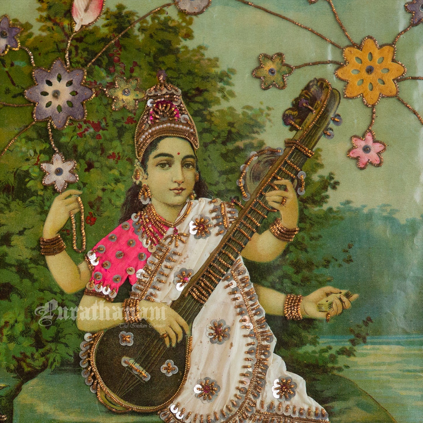 Saraswati Ravi Varma - Oleograph Print (Embellished)