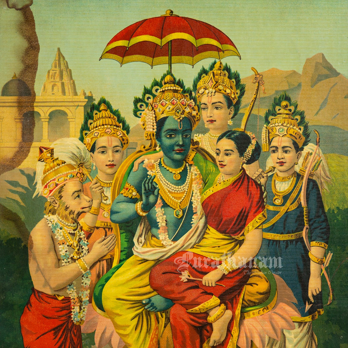 Ram Panchayat by Ravi Varma - Oleograph Print