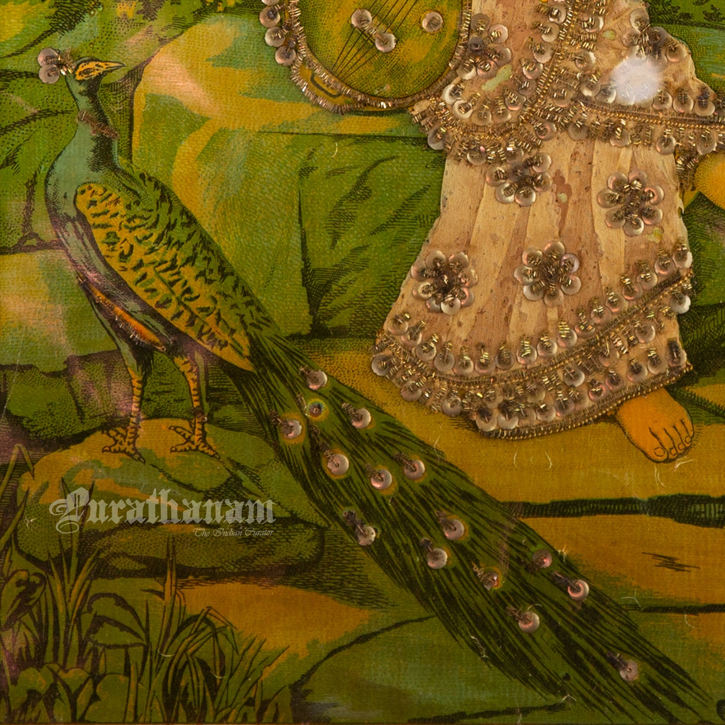 Saraswati by Ravi Varma - Oleograph Print (Embellished)