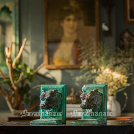 Lion Head Book ends -Sawdust art