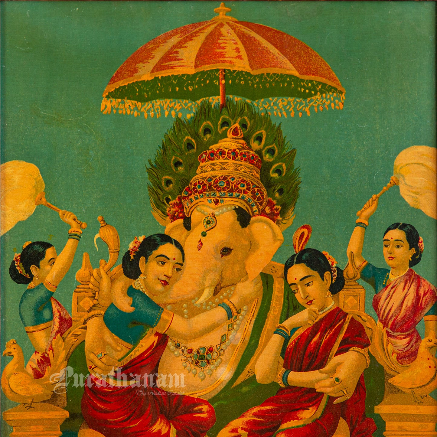 Ganapati by Ravi Varma - Oleograph Print