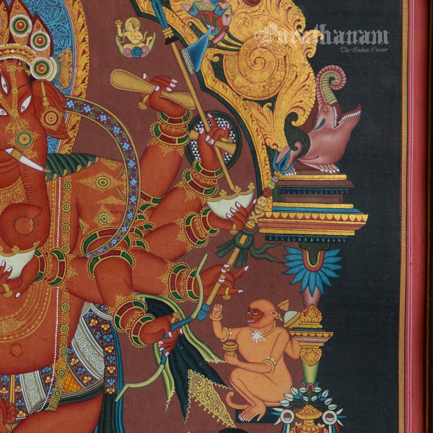 12-Armed Maha Rakta Ganapati - Tibetan thangka Art