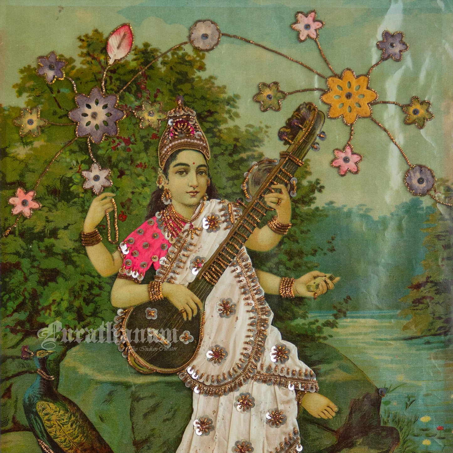 Saraswati Ravi Varma - Oleograph Print (Embellished)