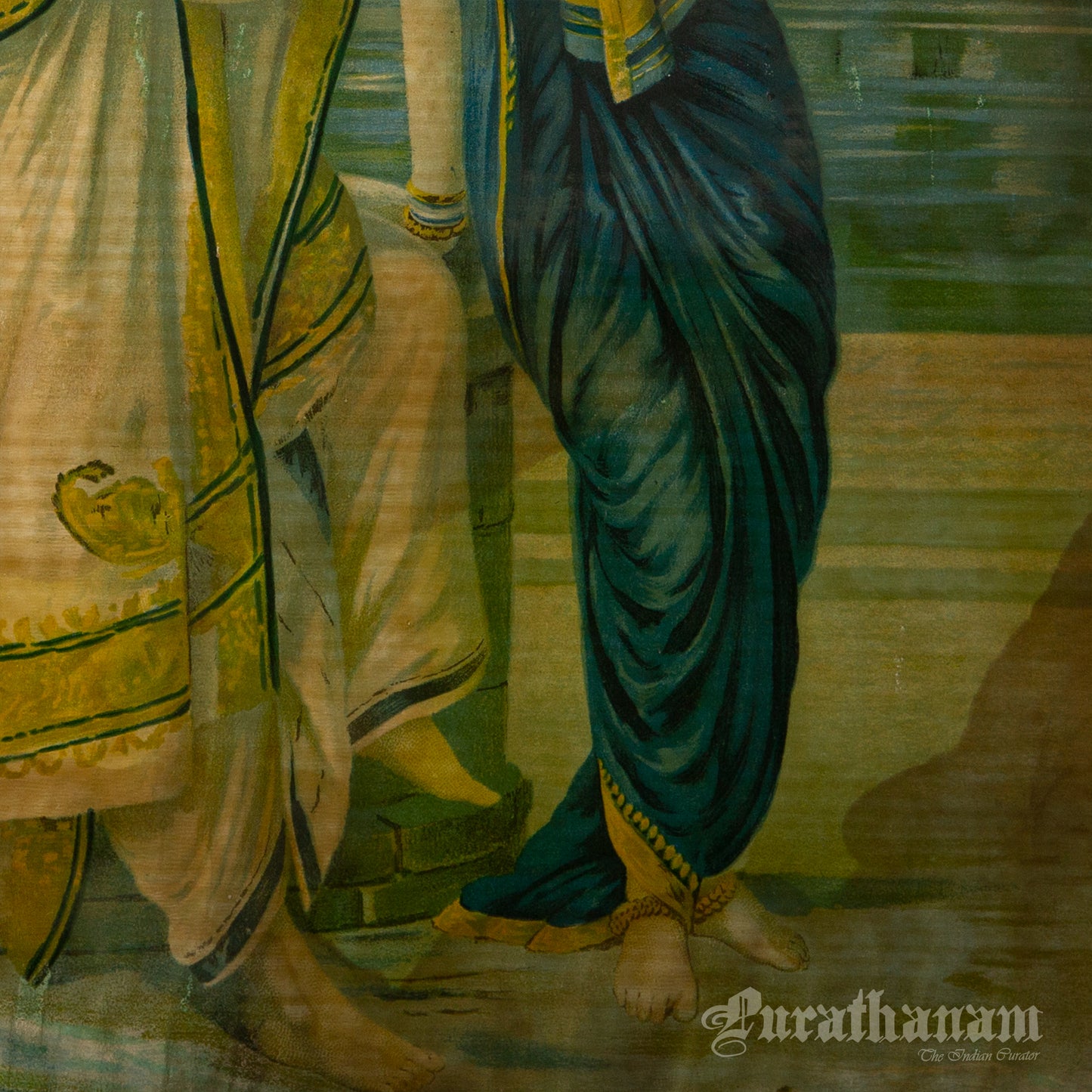 Arjun Subhadra by Ravi Varma - Oleograph Print Embellished