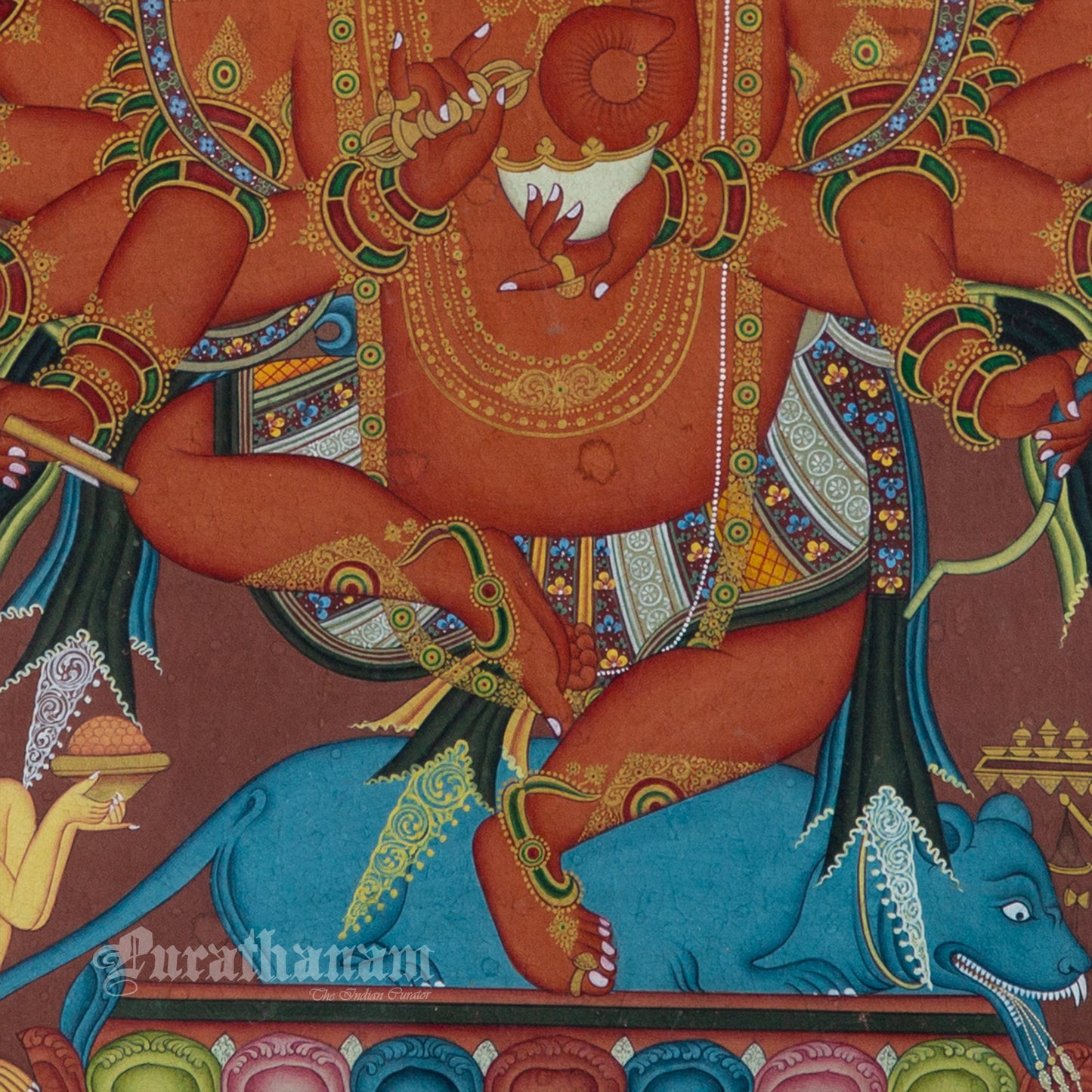 12-Armed Maha Rakta Ganapati - Tibetan thangka Art