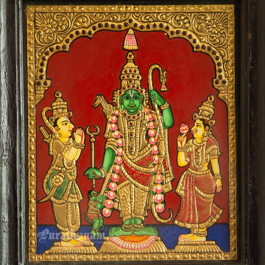 Ram, Lakshmana and Sita - Tanjore Painting