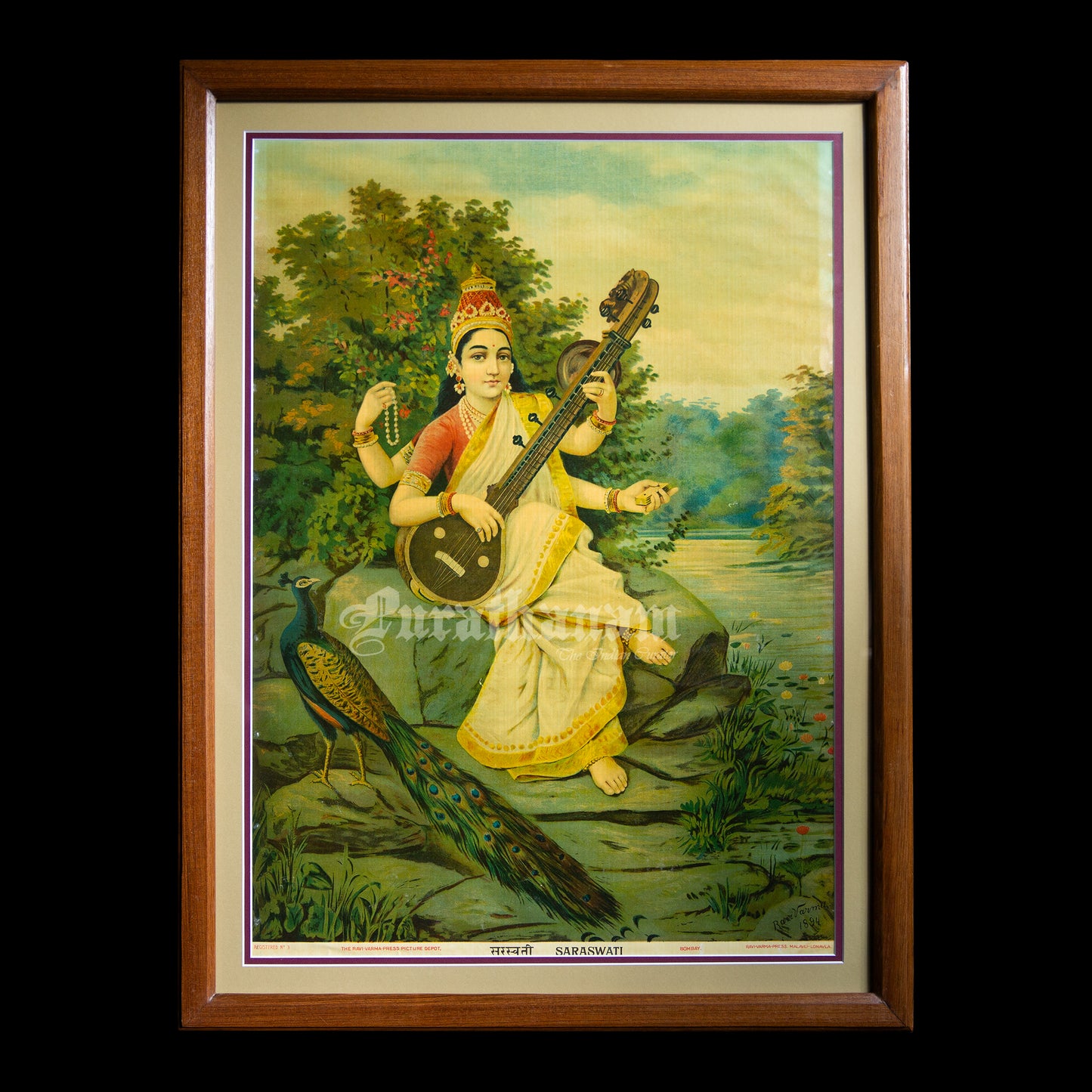 Saraswati - Oleograph Print (Ravi Varma)