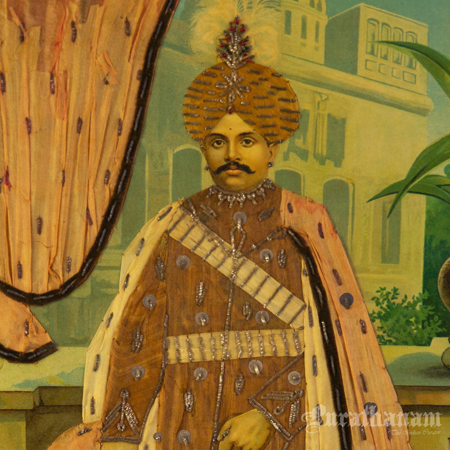 Maharaja of Mysore by Ravi Varma - Oleograph Print Embellished