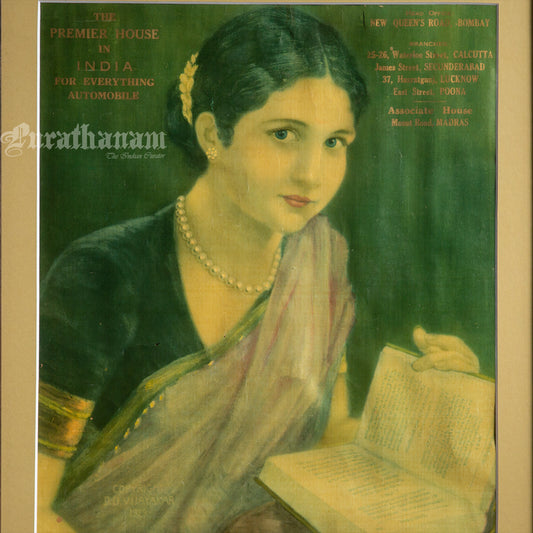 A Colonial Women with an open book (Oleograph Print)