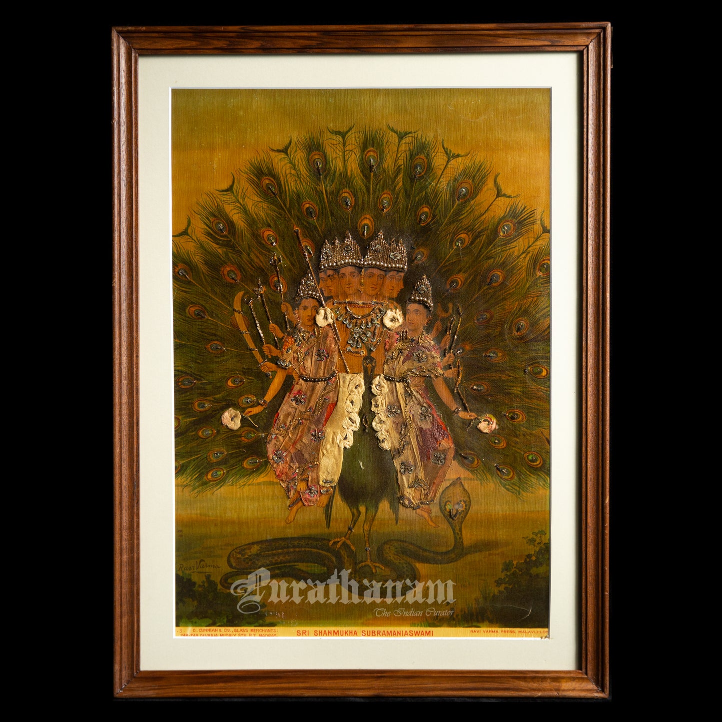 Shri Shanmukha Subramaniaswami by Ravi Varma- Embellished Oleograph Print