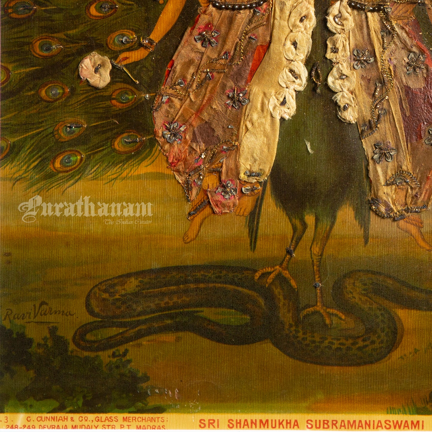 Shri Shanmukha Subramaniaswami by Ravi Varma- Embellished Oleograph Print