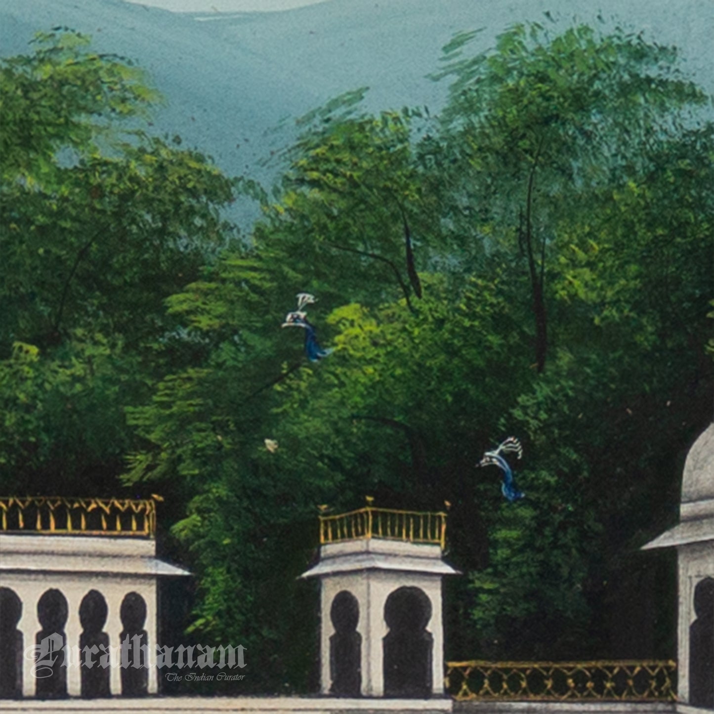Radha Krishna - Nauka Vihar (Boat ride) watercolor Painting by Khubiram Gopilal