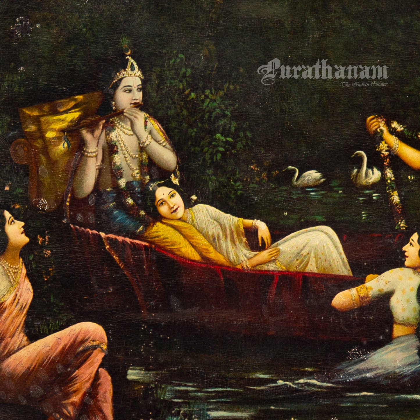 Yamuna Vihar - German Oleograph Print (Vasudeo H. Pandya)