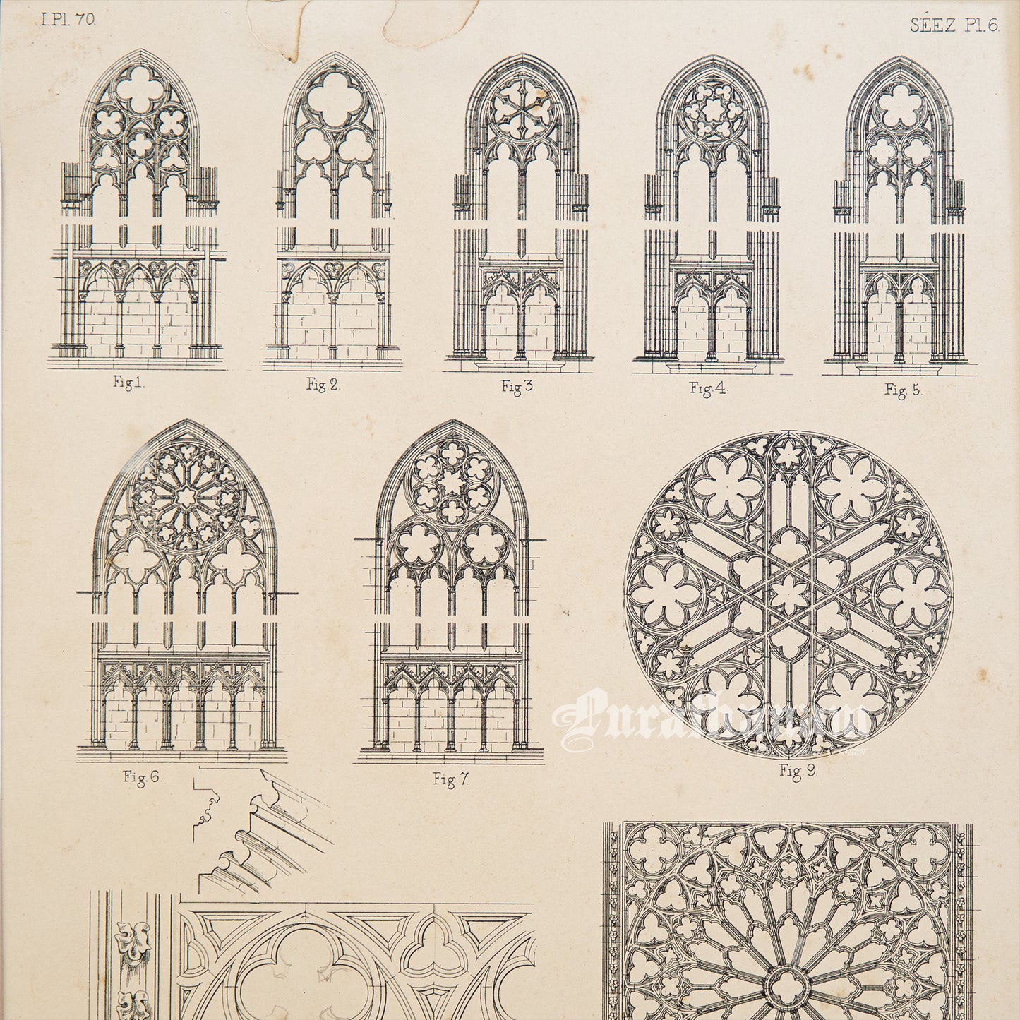 Medieval Architecture & Art-SEEZ - Plate 6 -Steel Engraving