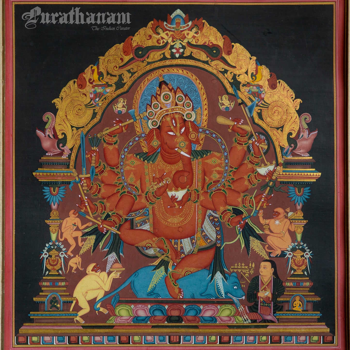 12-Armed Maha Rakta Ganapati - Tibetan thangka Art