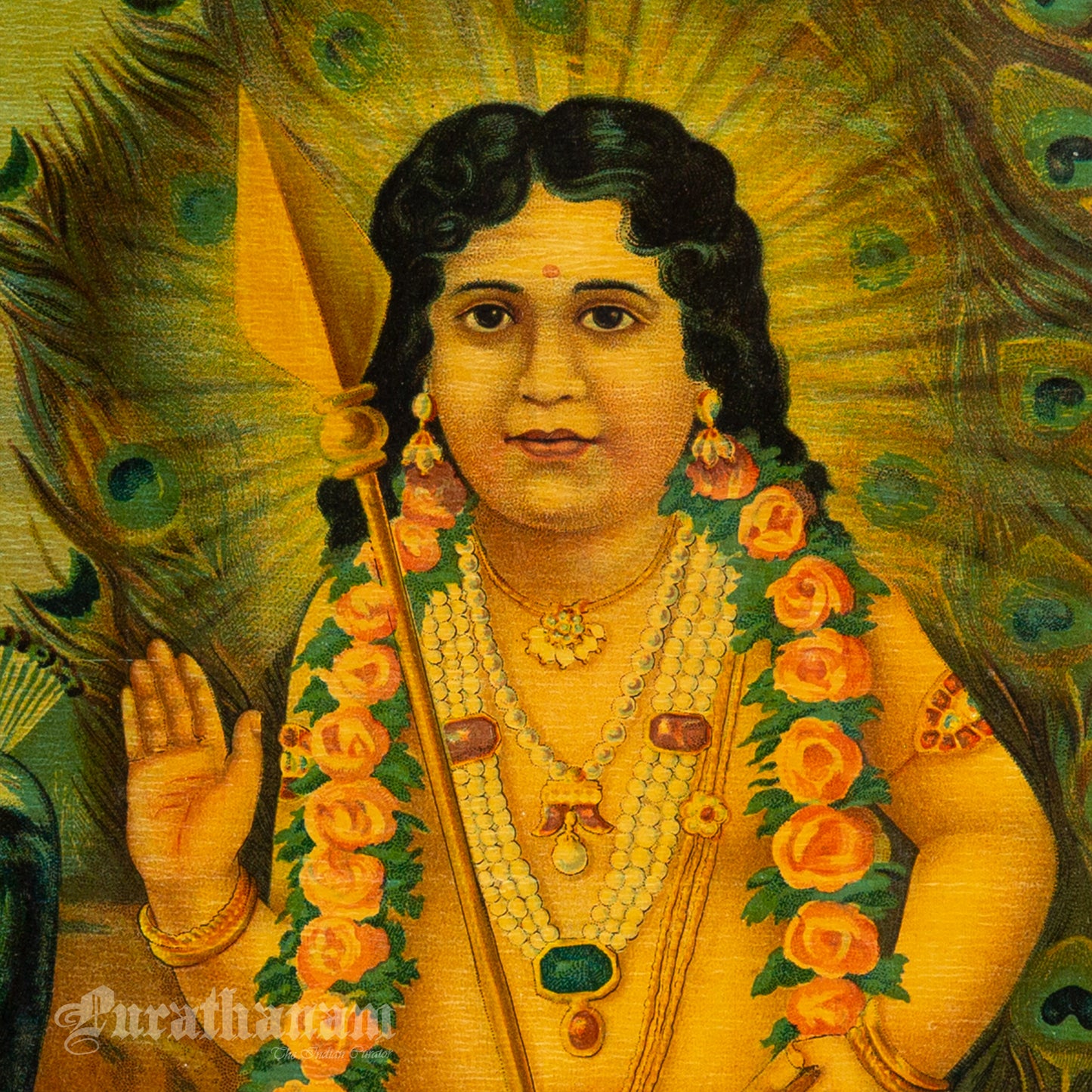 Sri Bala Subramanya - Oleograph Print - Enbellished