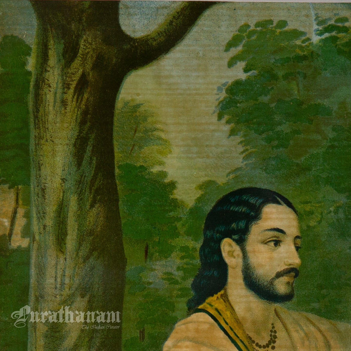 Arjun Subhadra by Ravi Varma - Oleograph Print Embellished
