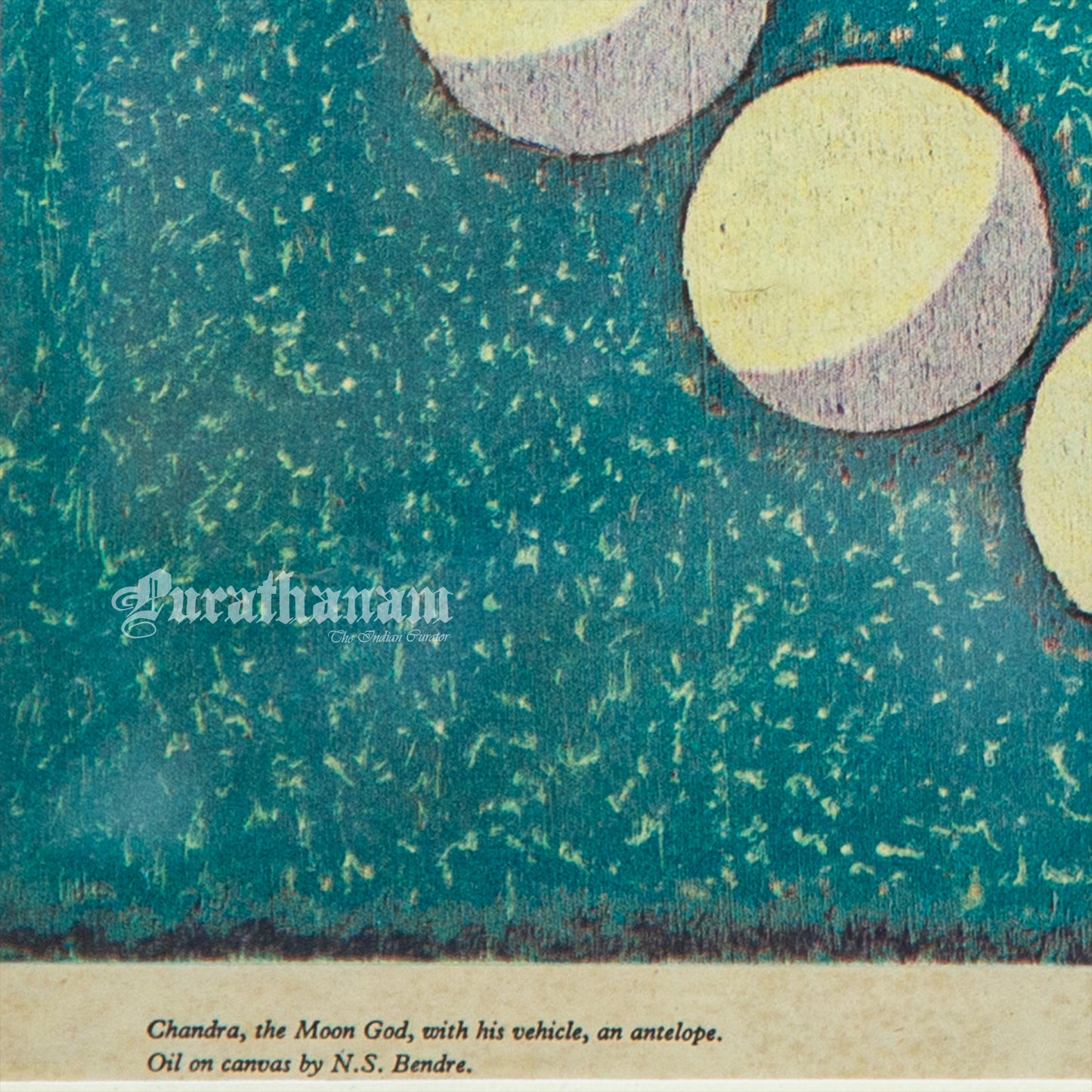 Chandra, The Moon God with his vehicle, an Antelope - Air-India collection (Offset Print)