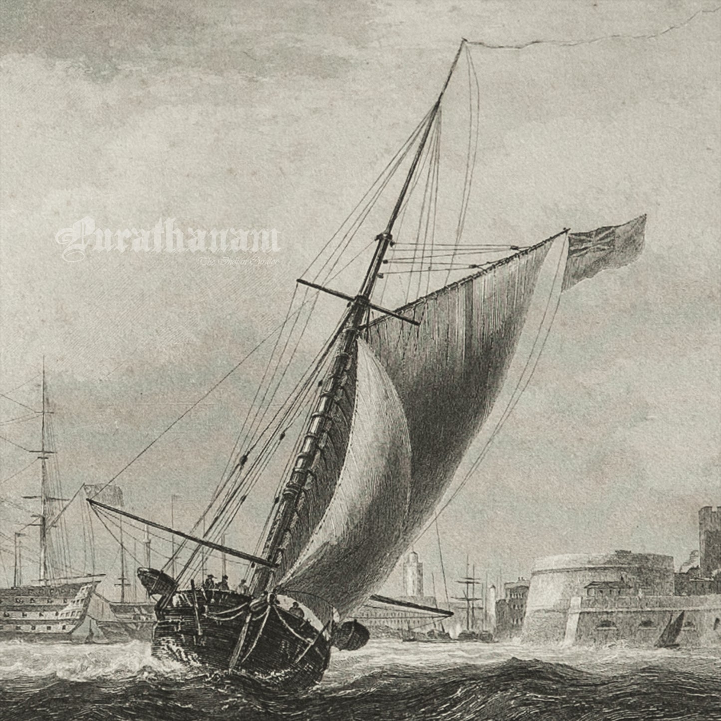 Entrance to Portsmouth Harbour -Steel Engraving