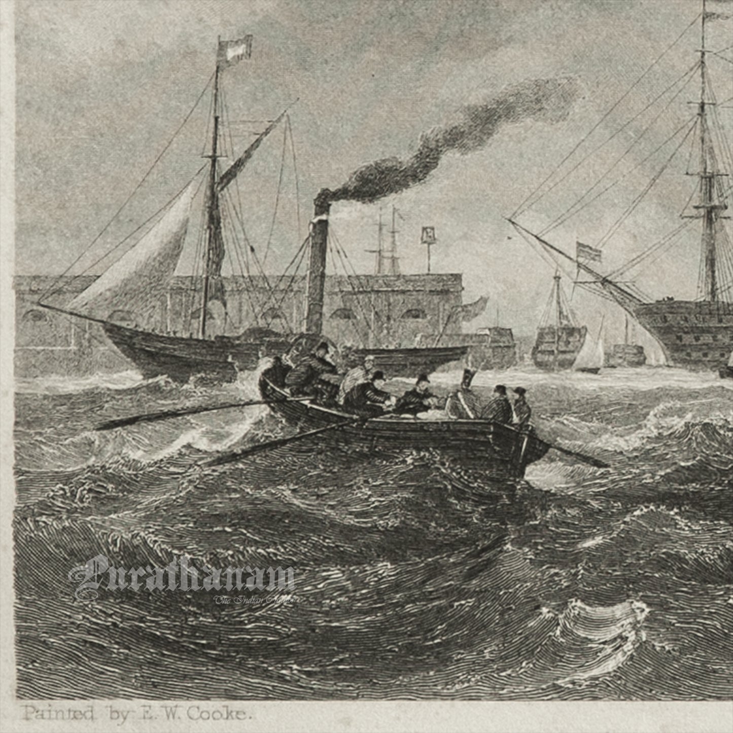Entrance to Portsmouth Harbour -Steel Engraving