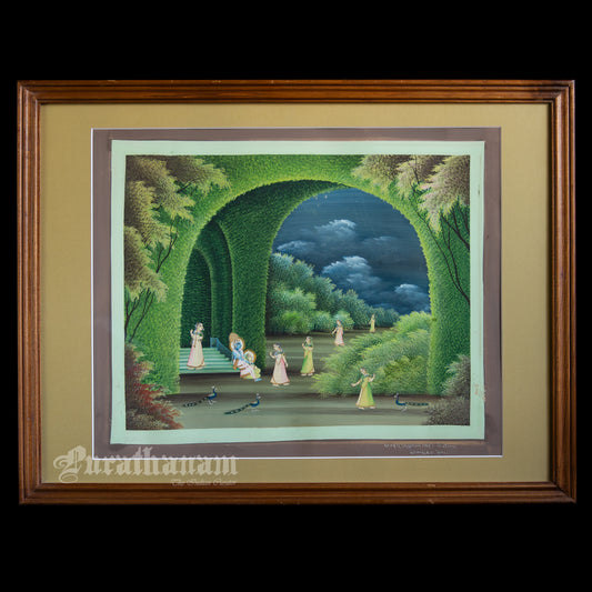 Radha Krishna in Braj - watercolor Painting by Khubiram Gopilal