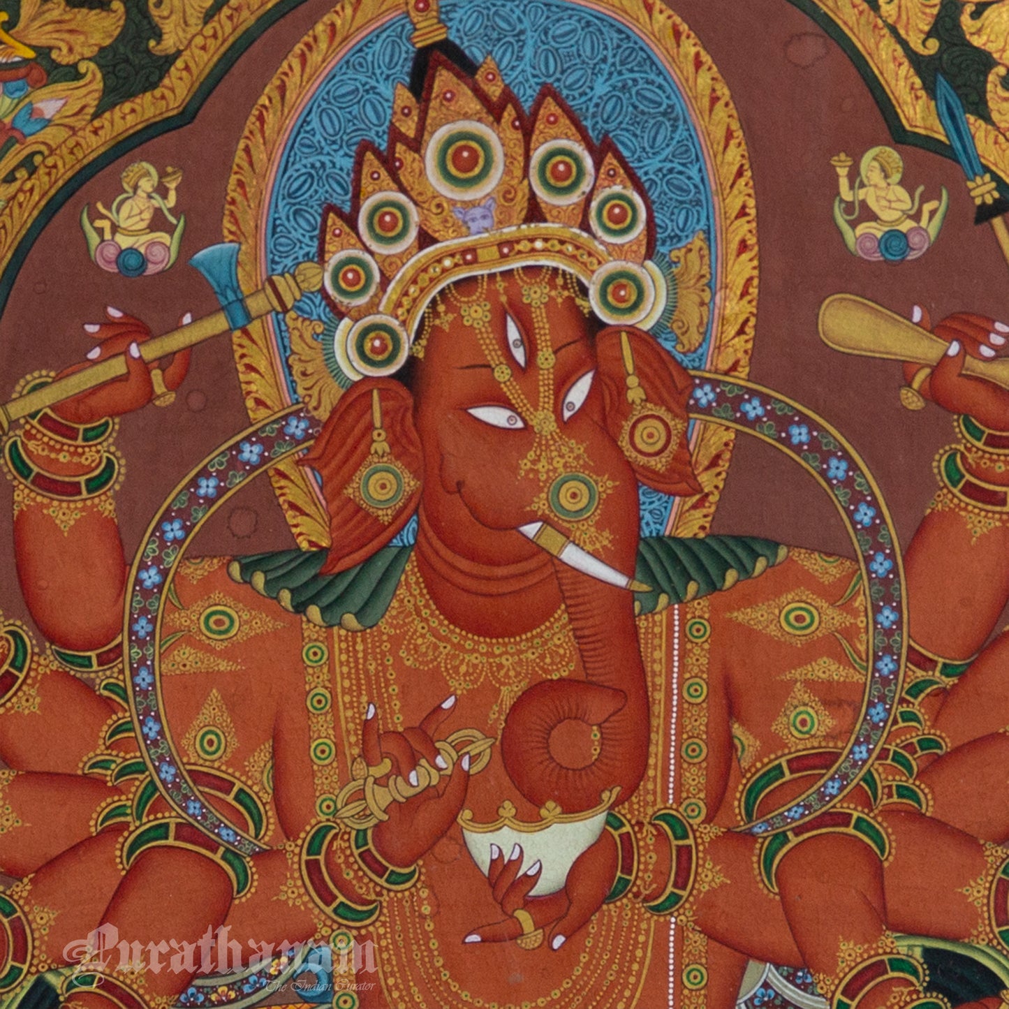 12-Armed Maha Rakta Ganapati - Tibetan thangka Art