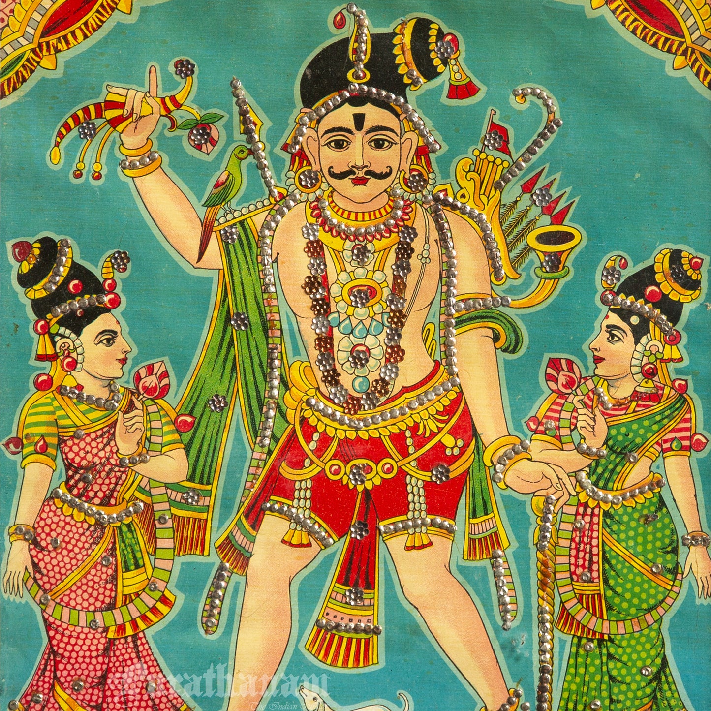 Sree Madurai Veeran - Embellished - Oleograph Print