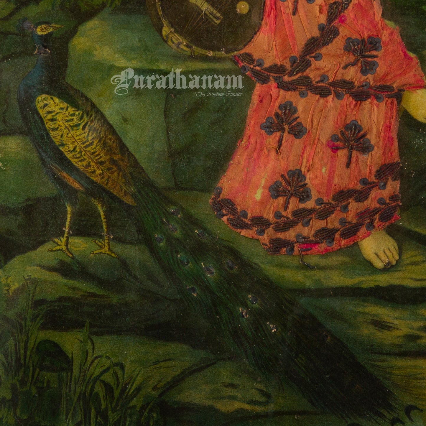 Saraswati by Ravi Varma - Oleograph Print - Enbellished