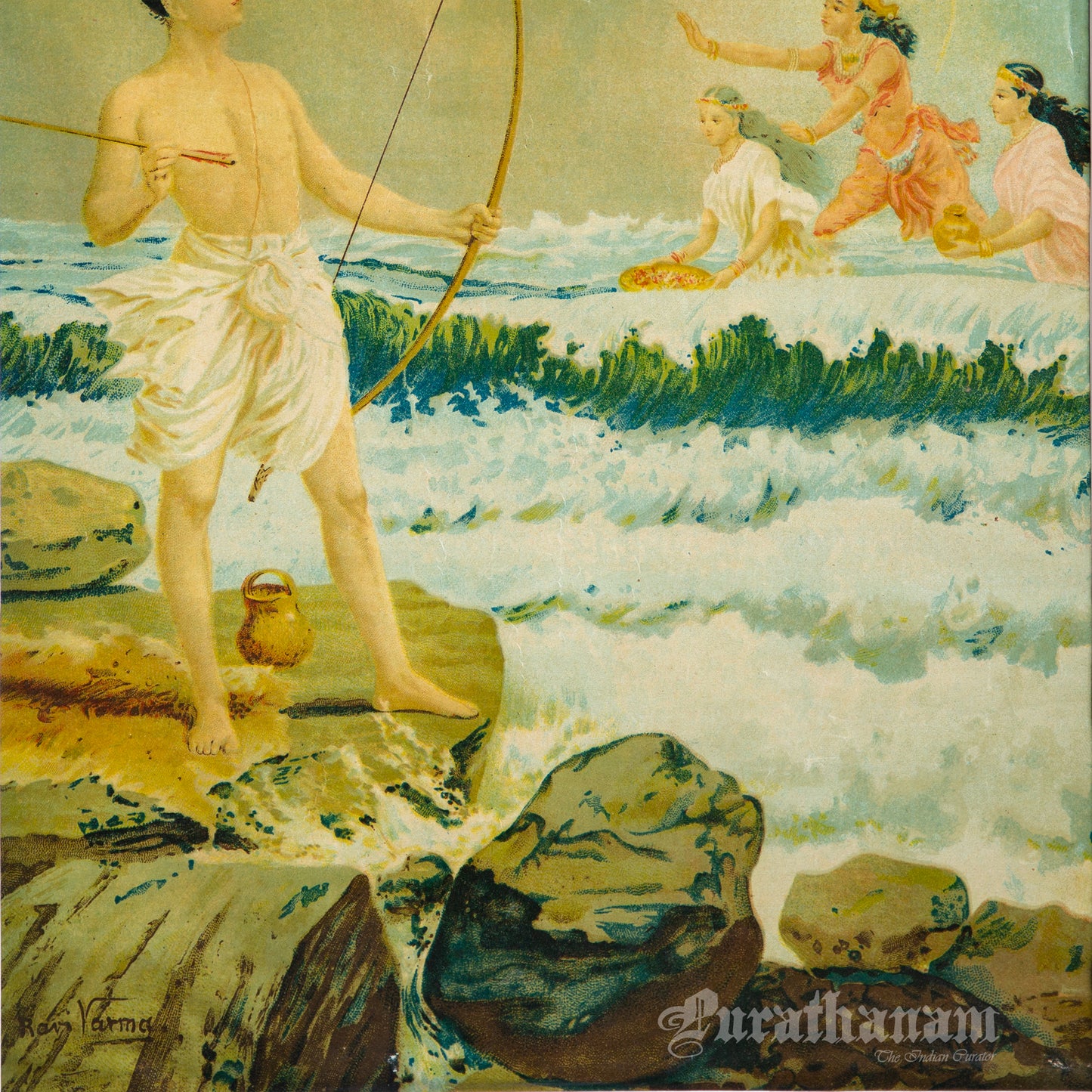 Ram Sagar Dharpaharan by Ravi Varma - Oleograph Print