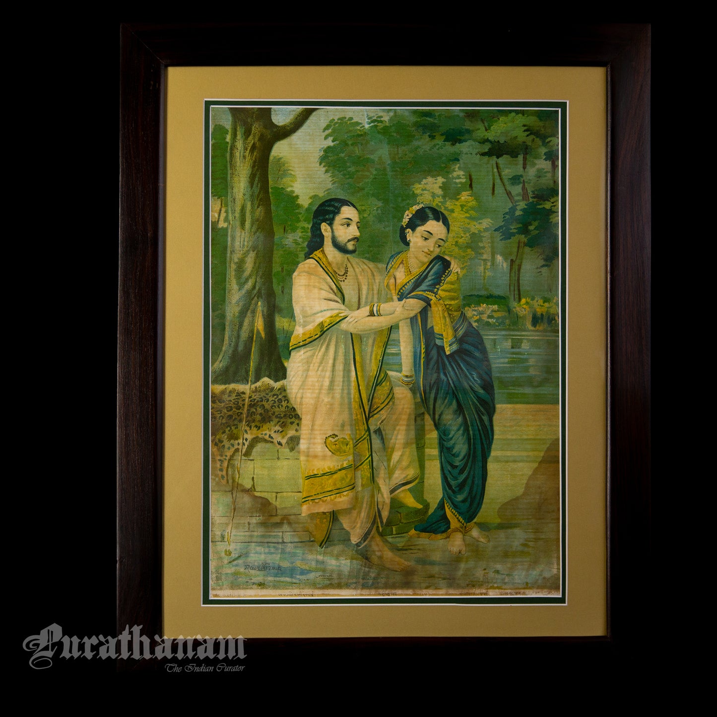 Arjun Subhadra by Ravi Varma - Oleograph Print Embellished