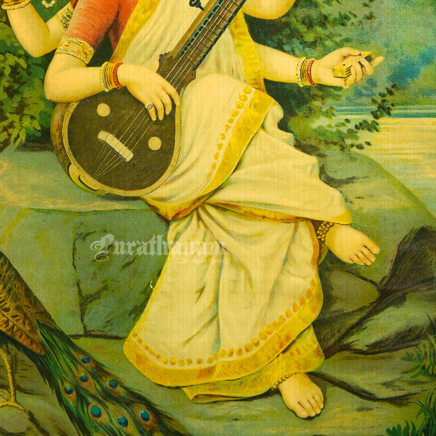 Saraswati - Oleograph Print (Ravi Varma)
