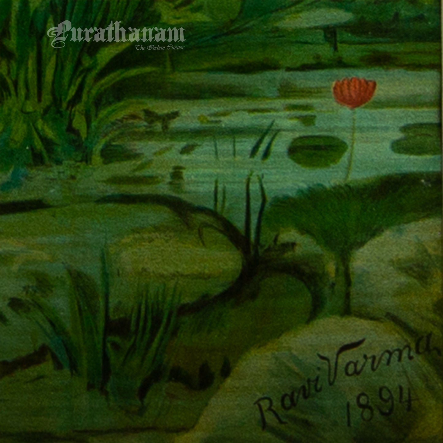 Saraswati - Oleograph Print (Ravi Varma) - Enbellished