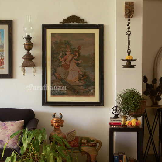 Saraswati by Ravi Varma - Lithograph Print - Ravi Varma FAL Press