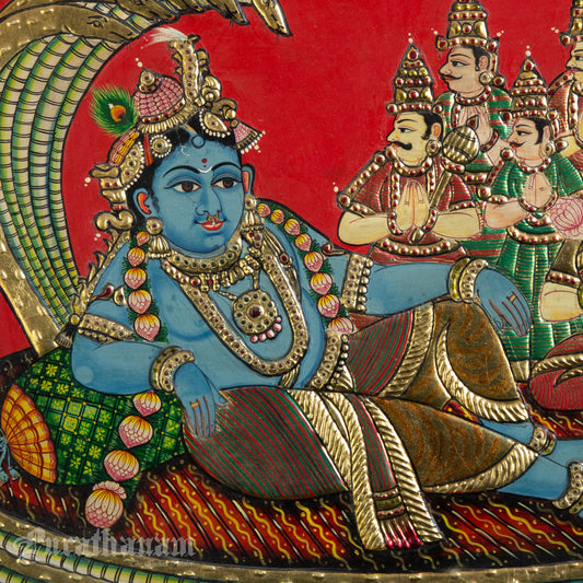 Shesh Shayi Krishna - Tanjore Painting