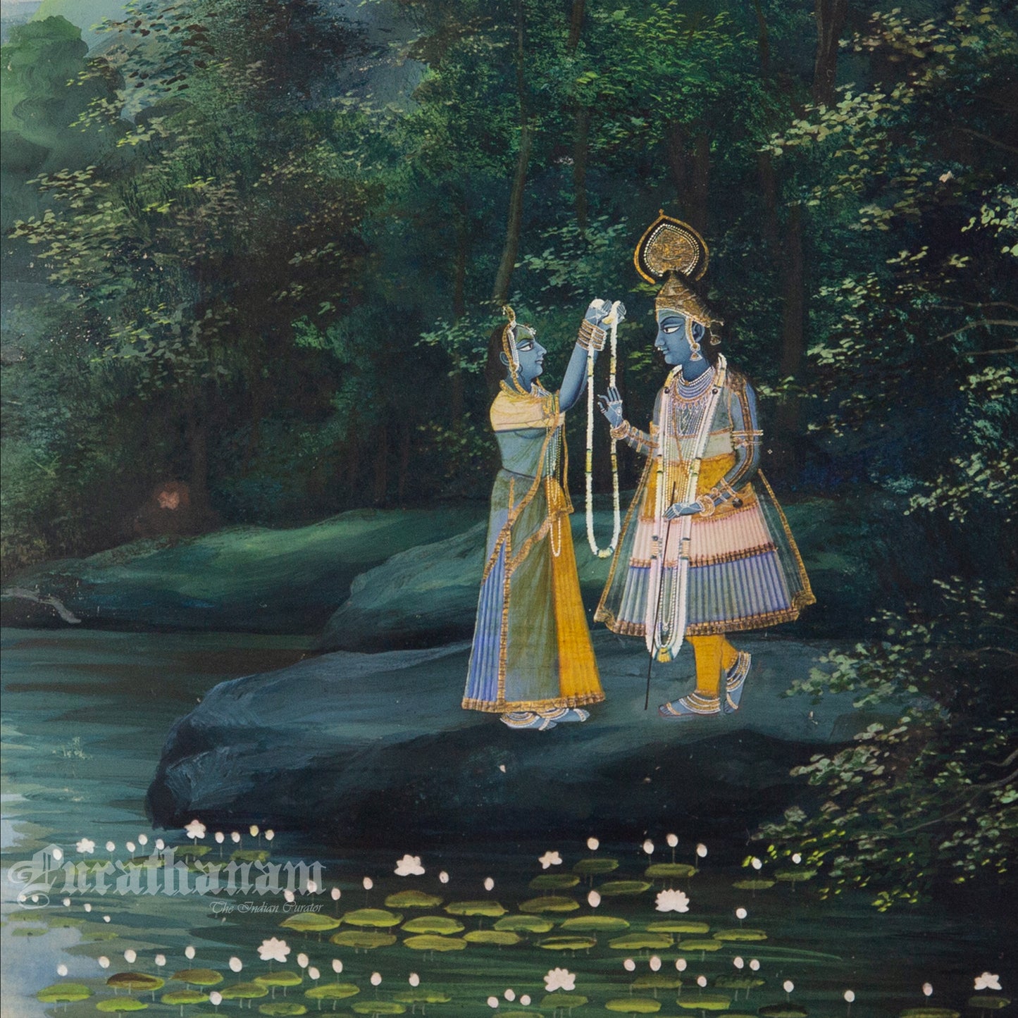 Radha Krishna - Parinay (Sacred bond) water color by Khubiram Gopilal