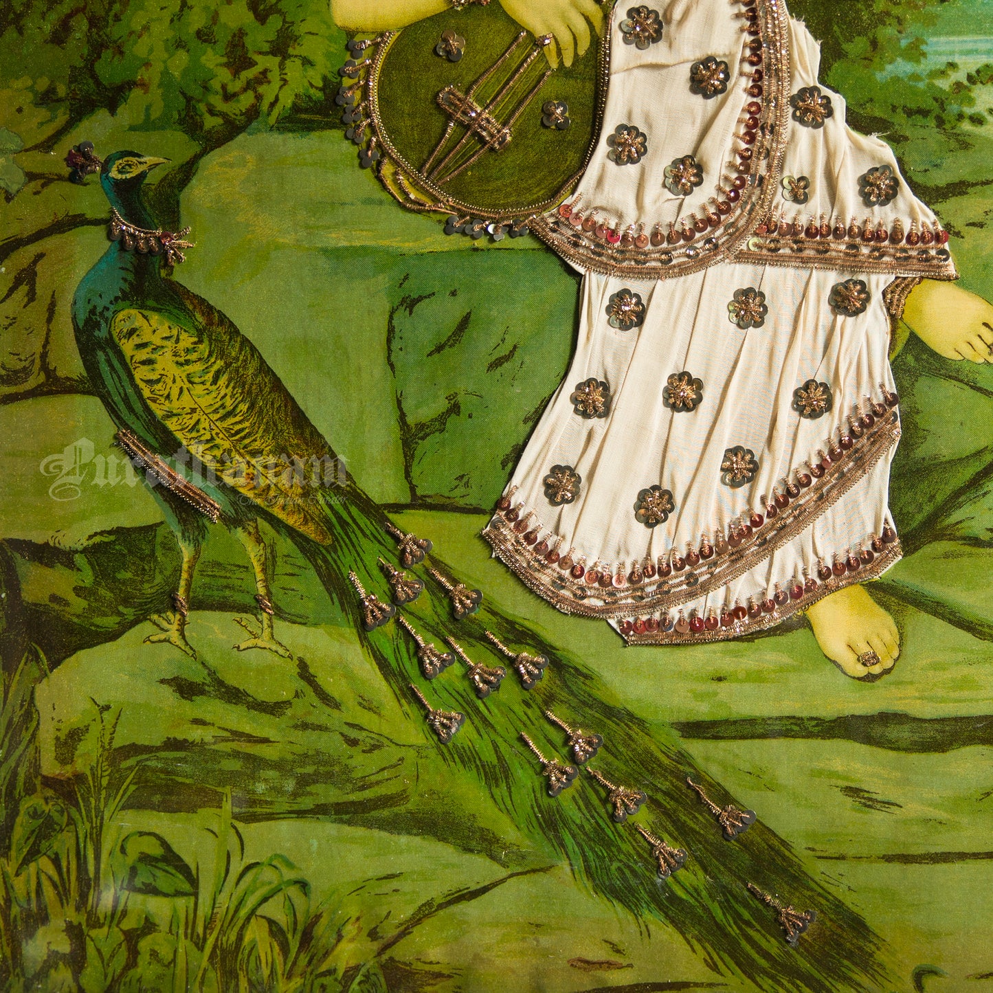 Saraswati by Ravi Varma - Embellished
