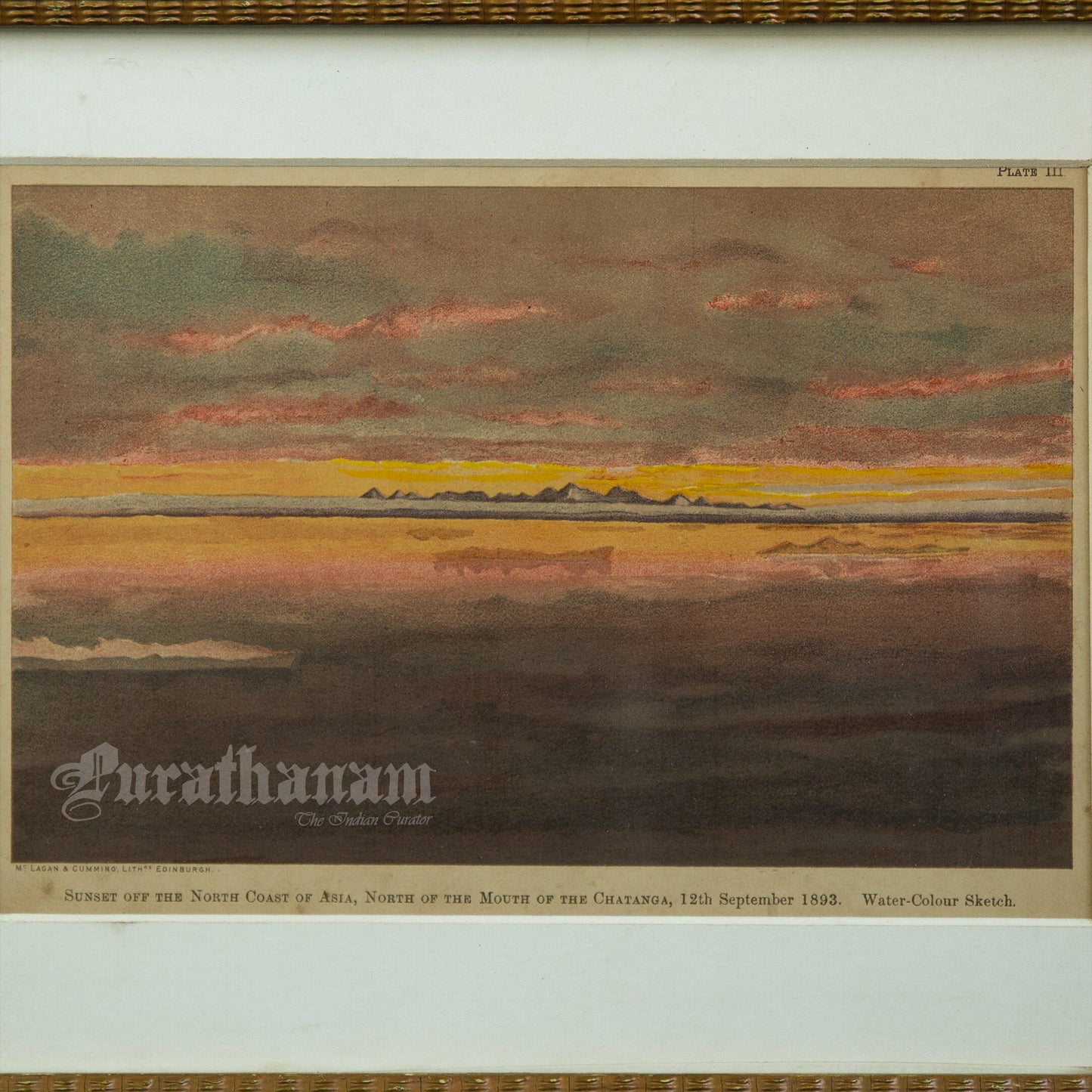 Sunset off the North Coast of Asia, North of the mouth of the Chatanga - Chromolithograph Print, Scotland