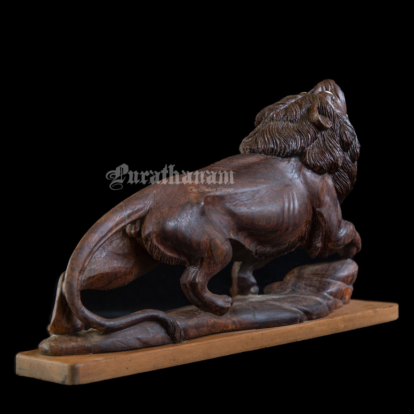 Lion Wooden Sculpture- Rose wood (made of single block)